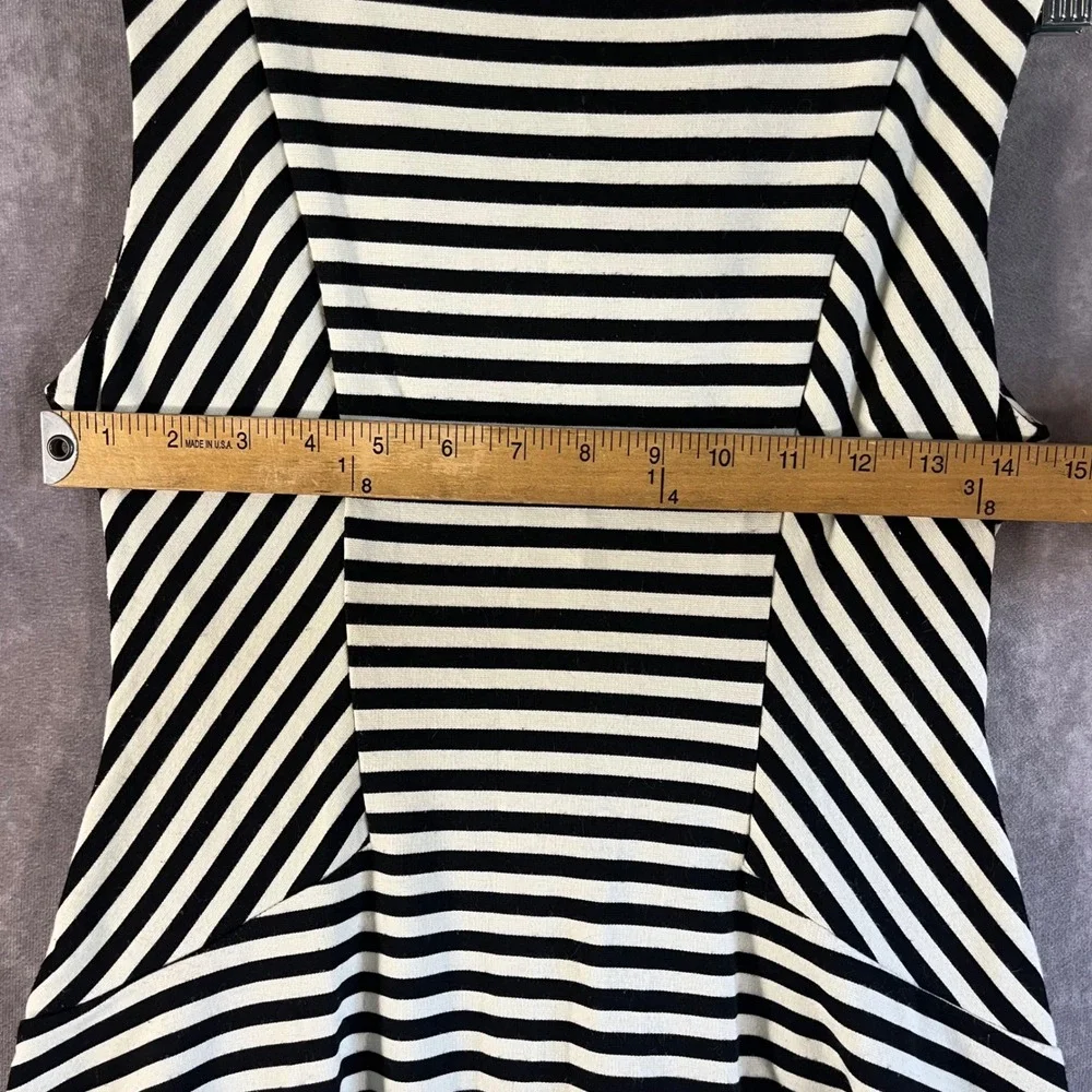 Free People Striped Fit and Flare Dress Womens Small Black White Sleeveless Zip